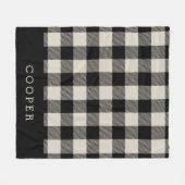 Monogram für Beige und Black Buffalo Karo Fleecedecke (Vorderseite (Horizontal))
