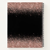 Monogram für benutzerdefinierte Schwarze Rose Gold Notizblock (Rückseite)