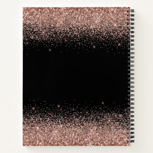 Monogram für benutzerdefinierte Schwarze Rose Gold Notizblock (Rückseite)