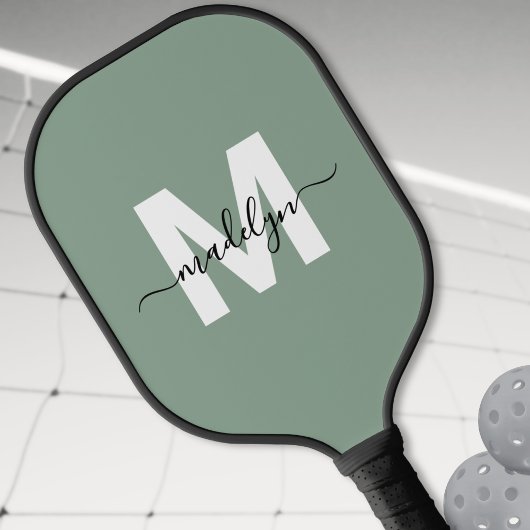 Monogram für benutzerdefinierte Seite Grün für mod Pickleball Schläger