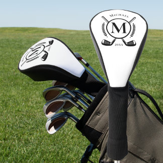 Monogram für Black Name auf White Golf Club Head C Headcover