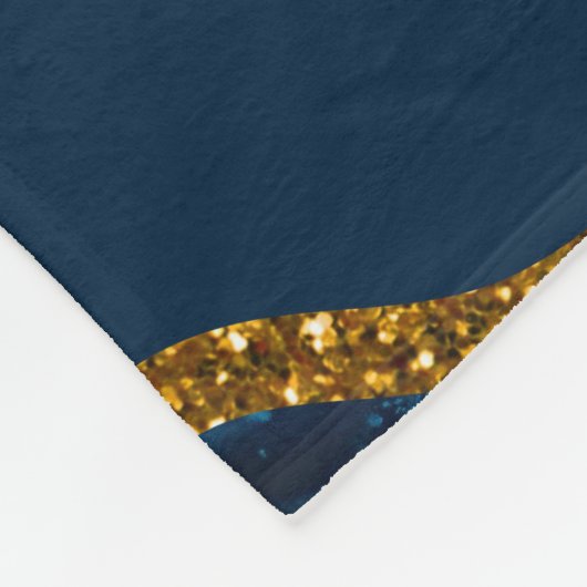 Monogram für Blue & Gold Agate Geode Glitzer Fleecedecke (Ecke)
