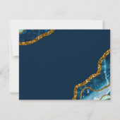 Monogram für Blue & Gold Agate Geode Glitzer Mitteilungskarte (Rückseite)