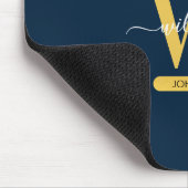 Monogram für Blue & Gold Agate Geode Glitzer Mousepad (Ecke)