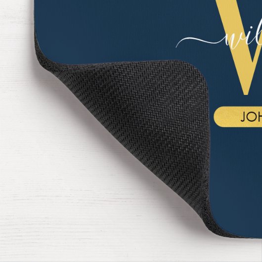 Monogram für Blue & Gold Agate Geode Glitzer Mousepad (Ecke)