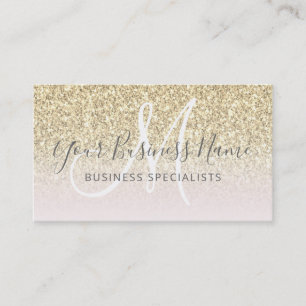 Monogram für das Gold Glitzer Pink Girl Business L Visitenkarte