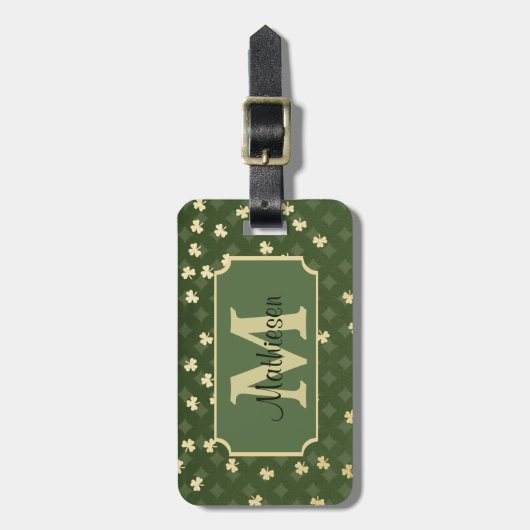Monogram für das Gold Irish Kleeblatt Gepäckanhänger (Vorderseite vertikal)