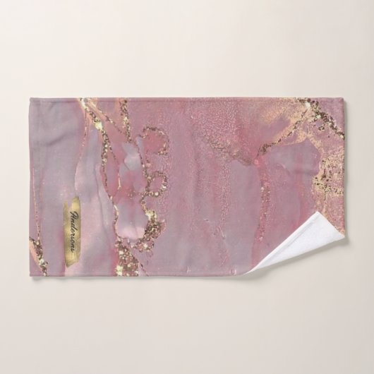 Monogram für den benutzerdefinierten rosa-goldenen badhandtuch set (Handtuch)