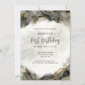 Monogram für den benutzerdefinierten Schwarz-Weiß- Einladung (Vorderseite)