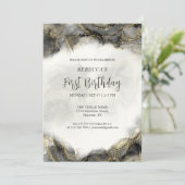 Monogram für den benutzerdefinierten Schwarz-Weiß- Einladung (Stehend Vorderseite)