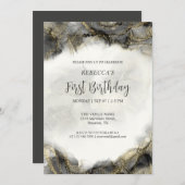 Monogram für den benutzerdefinierten Schwarz-Weiß- Einladung (Vorne/Hinten)