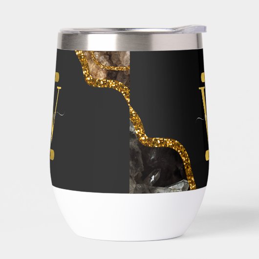 Monogram für den Black & Gold Agate Geode Glitzer (Links)