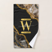 Monogram für den Black & Gold Agate Geode Glitzer Badhandtuch Set (Handtuch)
