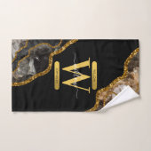 Monogram für den Black & Gold Agate Geode Glitzer Badhandtuch Set (Handtuch)