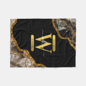 Monogram für den Black & Gold Agate Geode Glitzer Fleecedecke (Vorderseite (Horizontal))