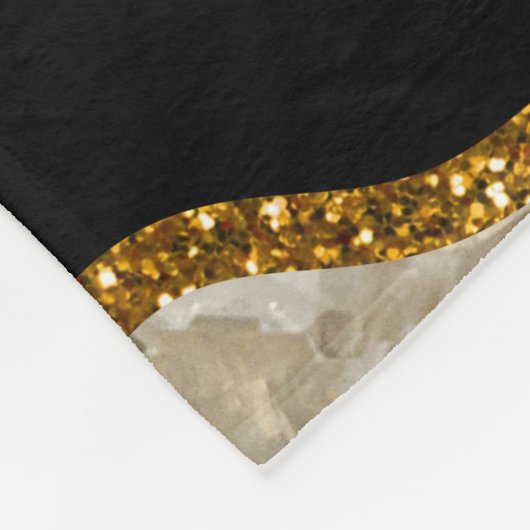 Monogram für den Black & Gold Agate Geode Glitzer Fleecedecke (Ecke)