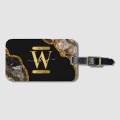 Monogram für den Black & Gold Agate Geode Glitzer Gepäckanhänger (Vorderseite (Horizontal))