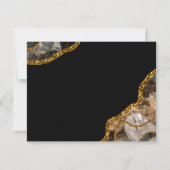 Monogram für den Black & Gold Agate Geode Glitzer Mitteilungskarte (Rückseite)
