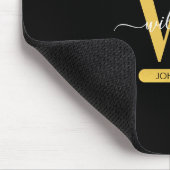 Monogram für den Black & Gold Agate Geode Glitzer Mousepad (Ecke)
