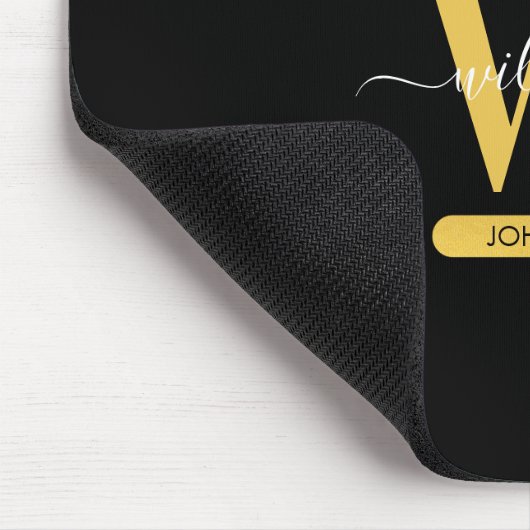Monogram für den Black & Gold Agate Geode Glitzer Mousepad (Ecke)