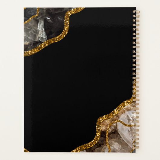 Monogram für den Black & Gold Agate Geode Glitzer Planer (Rückseite)