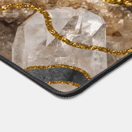 Monogram für den Black & Gold Agate Geode Glitzer Schreibtischunterlage (Ecke)