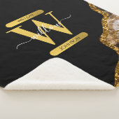 Monogram für den Black & Gold Agate Geode Glitzer Sherpadecke (3/4)