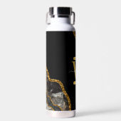 Monogram für den Black & Gold Agate Geode Glitzer Trinkflasche (Vorne)
