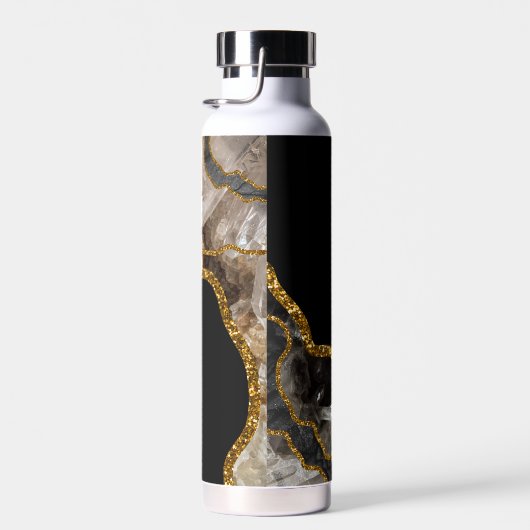 Monogram für den Black & Gold Agate Geode Glitzer Trinkflasche (Rechts)