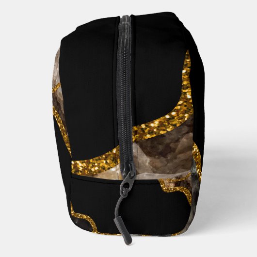 Monogram für den Black & Gold Agate Geode Glitzer Waschbeutel (Rechts)