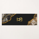 Monogram für den Black & Gold Agate Geode Glitzer Yogamatte (Vorderseite (Horizontal))