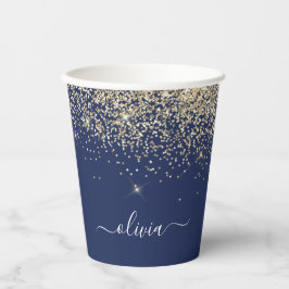Monogram für den blauen Glitzer Pappbecher