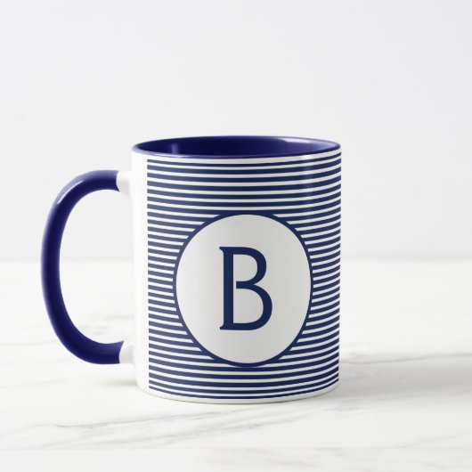 Monogram für den blauen Streifen Tasse (Links)