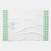 Monogram für den Gingham-Individuelle Name Grün un Geschirrtuch (Horizontal)