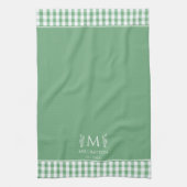 Monogram für den Gingham-Individuelle Name Grün un Geschirrtuch (Vertikal)