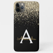 Monogram für den Gold Black Luxury Glitzer Case-Mate iPhone Hülle (Rückseite)