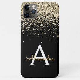 Monogram für den Gold Black Luxury Glitzer Case-Mate iPhone Hülle