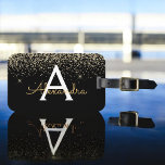 Monogram für den Gold Black Luxury Glitzer Gepäckanhänger<br><div class="desc">Gold und Black Glam Chic Luxury Imitats Glitzer und sparkle Elegant Gepäck Tag für Schule oder Büro. Diese Travel Bag Tags können so angepasst werden,  dass sie Ihren Anfangs- und Vornamen enthalten.</div>