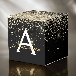 Monogram für den Gold Black Luxury Glitzer Geschenkschachtel