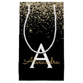 Monogram für den Gold Black Luxury Glitzer Kleine Geschenktüte (Vorderseite)