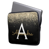 Monogram für den Gold Black Luxury Glitzer Laptopschutzhülle (Vorderseite Links)