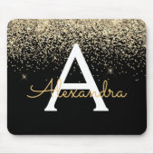 Monogram für den Gold Black Luxury Glitzer Mousepad (Vorne)