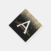 Monogram für den Gold Black Luxury Glitzer Serviette (Ecke)