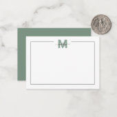 Monogram für den Minimalistischen grünen Skriptnam Mitteilungskarte (Vorderseite/Rückseite Beispiel)