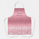 Monogram für den modernen rosa holografischen Glit Schürze (Vorderseite)