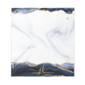 Monogram für den Navy Blue Agate Marble Gold Glitz Notizblock (Vorderseite)