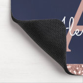 Monogram für den Navy Blue Rose Gold Sparkle Glitz Mousepad (Ecke)