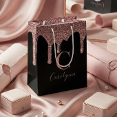 Monogram für den Schwarzen Rose-Gold-Sparkle-Drill Mittlere Geschenktüte