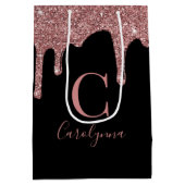 Monogram für den Schwarzen Rose-Gold-Sparkle-Drill Mittlere Geschenktüte (Rückseite)