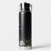 Monogram für den Schwarzen Wildblume-Individuelle Trinkflasche (Hinten)